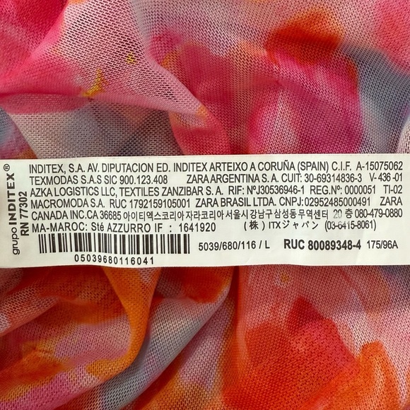 Zara Blogger Favorite Printed Tulle Floral Halter Sheer Dress, Pink Orange sz L - Picture 9 of 10